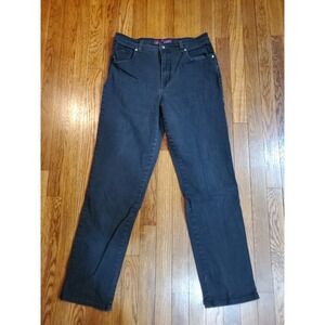 Gloria Vanderbilt Sz 12 High Rise Straight Leg Stretch‎ Black Denim Jeans